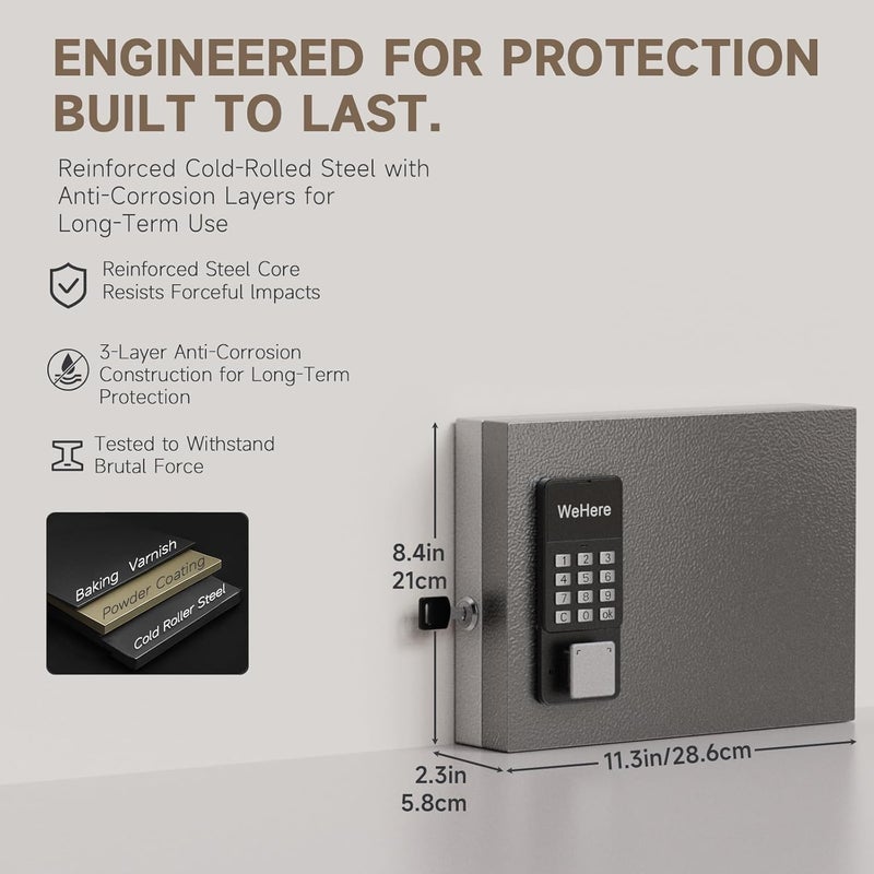 WeHere 16 Key Lock Box, Smart Wall Mount Key Cabinet with Key Tags, OTP/APP/Fixed Code Unlock, Security Storage Key Holder, Key Management for House, Hotel, Office - Image 2